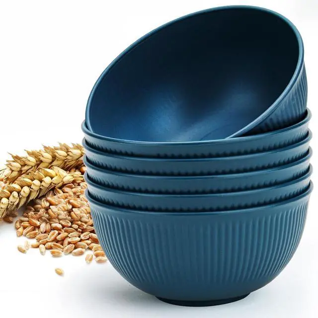 Main image of Unbreakable Cereal Bowls 24 oz, Plastic Reusable Light Weight Bowl, Set of 6,Lightweight Bowls Made of Wheat Straw Fiber Ideal for Salad, Soup, Ramen, Noodles, Oatmeal, Rice,Snack