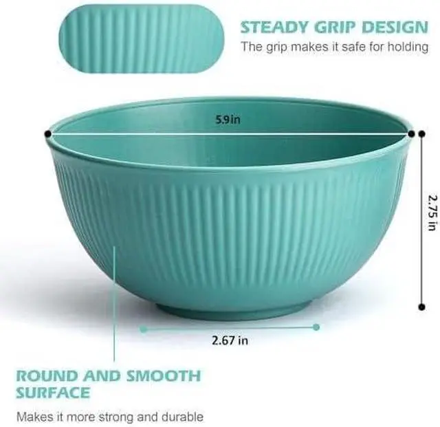 Alt view image 3 of 7 - Unbreakable Cereal Bowls 24 oz, Plastic Reusable Light Weight Bowl, Set of 6,Lightweight Bowls Made of Wheat Straw Fiber Ideal for Salad, Soup, Ramen, Noodles, Oatmeal, Rice,Snack