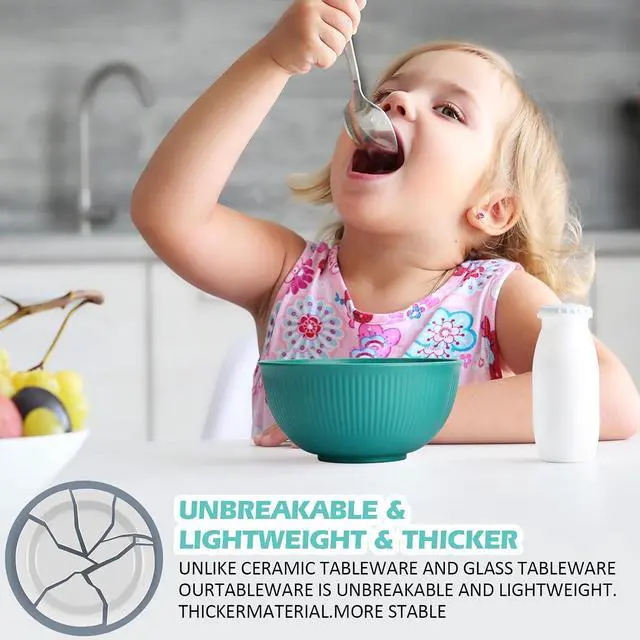 Alt view image 4 of 7 - Unbreakable Cereal Bowls 24 oz, Plastic Reusable Light Weight Bowl, Set of 6,Lightweight Bowls Made of Wheat Straw Fiber Ideal for Salad, Soup, Ramen, Noodles, Oatmeal, Rice,Snack