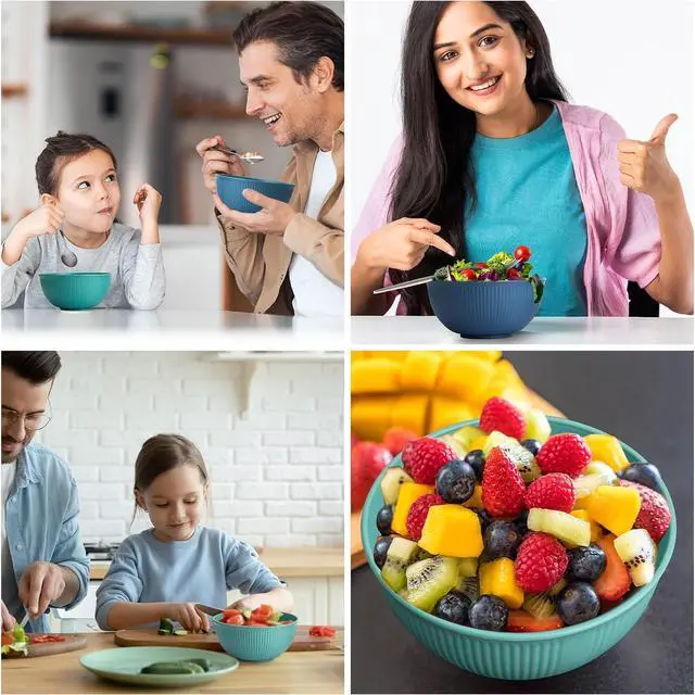 Alt view image 5 of 7 - Unbreakable Cereal Bowls 24 oz, Plastic Reusable Light Weight Bowl, Set of 6,Lightweight Bowls Made of Wheat Straw Fiber Ideal for Salad, Soup, Ramen, Noodles, Oatmeal, Rice,Snack