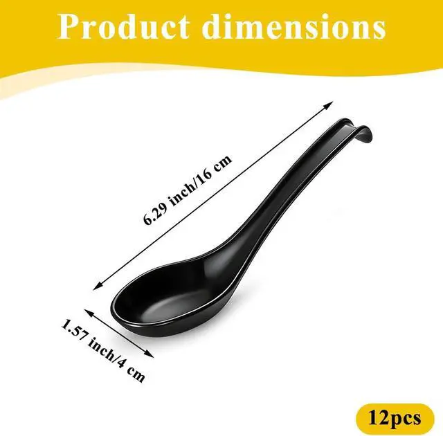 Alt view image 2 of 7 - Kyraton Asian Soup Spoon Set of 24 with Long Handle Easy to Hold, Unbreakable Plastic Japanese Spoon for Ramen, Chinese and Vietnamese Wonton, Pho Dumpling Miso, Rice, Soba, Noodle Soup Spoons