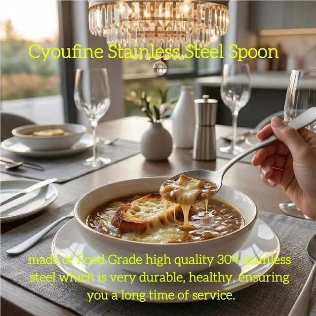 Alt view image 3 of 5 - 5 Color Soup Spoon set, Round Stainless Steel Bouillon Spoons 6-inch Metal Soup Spoon Flatware Set