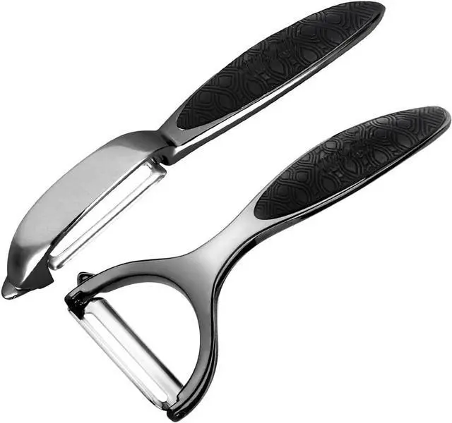 Main image of Vegetable Peeler, Potato Peelers for Kitchen Stainless Steel Multi-function Set Fruit Peeler For Kitchen and Household Tools Y & I Shape Swivel Blades for Fruit Vegetables(Black)