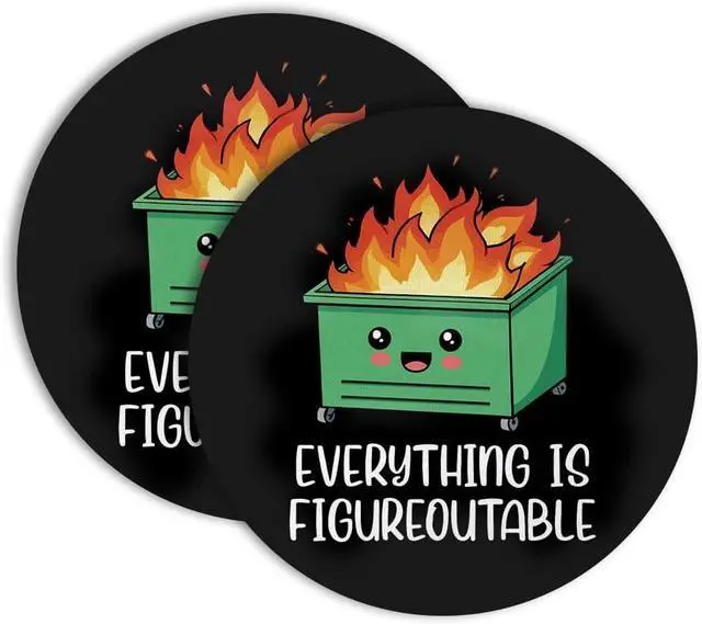 Main image of Everything is Figureoutable Drink Cup Holder Coaster Set of 2, Funny Coffee Cup Mats for Office Desk Decor, Emotional Therapy Gifts Work Gag Gifts for Women Men Employee Coworker Boss Teacher