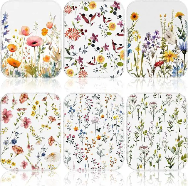 Main image of Reusable Kitchen Cloths Cotton Towel, 6 Pack, Wildflowers | Washable 9.84x11.81in, Paperless Towel Rolls Bulk, Cleaning Cloth Napkins for Dishes