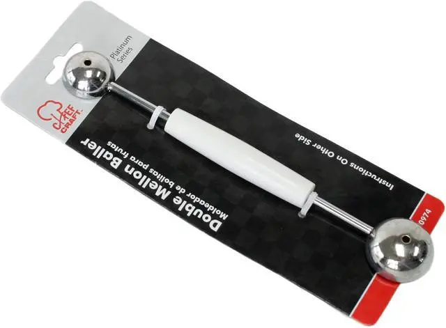 Alt view image 2 of 2 - Chef Craft Double Sided Stainless Steel Melon Baller, 7.5 inches in length, White