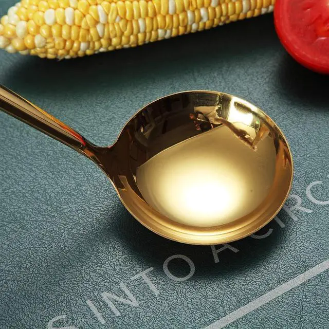 Alt view image 5 of 7 - Gold Ladle, Berglander Stainless Steel Kitchen Ladle With Titainium Gold Plating, Soup Ladle, Cooking Ladle, Metal Soup Spoon For Cooking, Dishwasher Safe, Easy to Clean