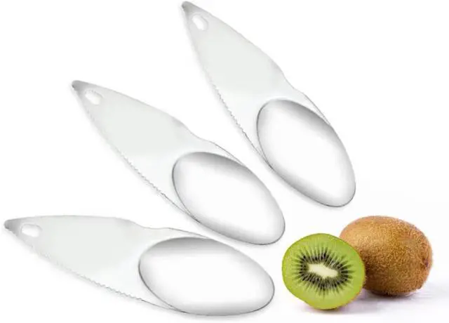 Alt view image 2 of 6 - 6 Pack Kiwi Spoon Knife Combo Stainless Steel 2-in-1 Kiwi Cutter Kiwi Peeler Scooper Knives Saver for Kiwis Dragon Fruit Avocado Papaya Cutting Scooping Tool Kitchen Gadgets