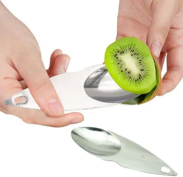 Alt view image 3 of 6 - 6 Pack Kiwi Spoon Knife Combo Stainless Steel 2-in-1 Kiwi Cutter Kiwi Peeler Scooper Knives Saver for Kiwis Dragon Fruit Avocado Papaya Cutting Scooping Tool Kitchen Gadgets