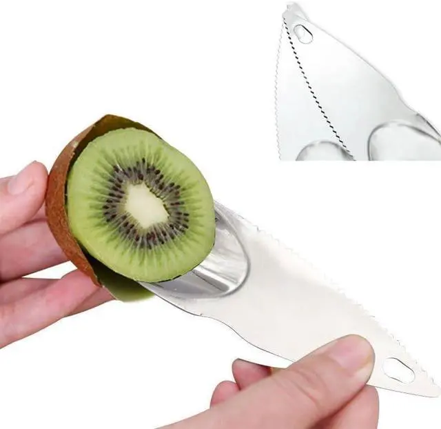 Alt view image 4 of 6 - 6 Pack Kiwi Spoon Knife Combo Stainless Steel 2-in-1 Kiwi Cutter Kiwi Peeler Scooper Knives Saver for Kiwis Dragon Fruit Avocado Papaya Cutting Scooping Tool Kitchen Gadgets