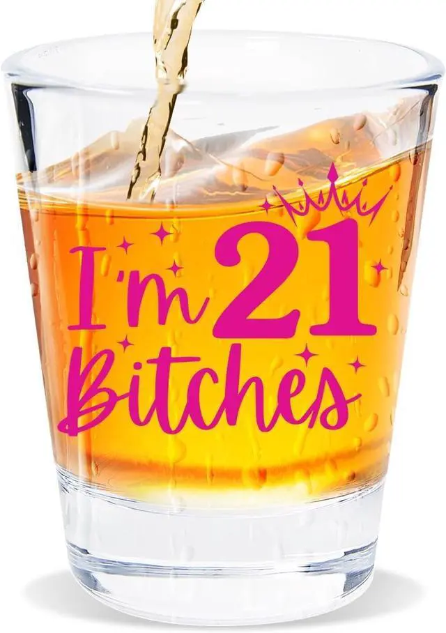 Main image of 21st Birthday Gift for Her, Happy 21st Birthday Gift for Women, Funny Gift for 21 Year Old Girls, Gift for 21 Year Old Woman, 2005 Happy Twenty One Birthday Shot Glass, 2005 Birthday Party Decoration