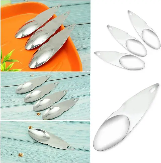 Alt view image 5 of 6 - 6 Pack Kiwi Spoon Knife Combo Stainless Steel 2-in-1 Kiwi Cutter Kiwi Peeler Scooper Knives Saver for Kiwis Dragon Fruit Avocado Papaya Cutting Scooping Tool Kitchen Gadgets