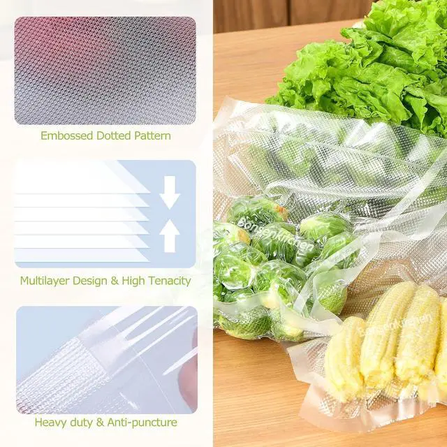 Alt view image 2 of 7 - Bonsenkitchen Vacuum Food Sealer Rolls Bags for Food, 2 Packs 8 in x 20 ft | BPA-free, Heavy-duty Small Vacuum Seal Bags, Durable Commercial Customized size for Storage and Sous Vide Cooking, VB3206