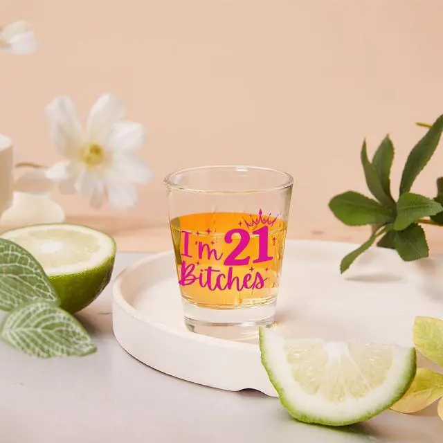 Alt view image 4 of 6 - 21st Birthday Gift for Her, Happy 21st Birthday Gift for Women, Funny Gift for 21 Year Old Girls, Gift for 21 Year Old Woman, 2005 Happy Twenty One Birthday Shot Glass, 2005 Birthday Party Decoration