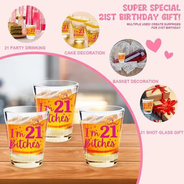 Alt view image 3 of 6 - 21st Birthday Gift for Her, Happy 21st Birthday Gift for Women, Funny Gift for 21 Year Old Girls, Gift for 21 Year Old Woman, 2005 Happy Twenty One Birthday Shot Glass, 2005 Birthday Party Decoration