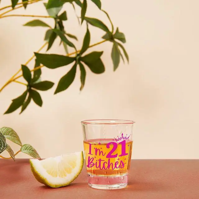 Alt view image 5 of 6 - 21st Birthday Gift for Her, Happy 21st Birthday Gift for Women, Funny Gift for 21 Year Old Girls, Gift for 21 Year Old Woman, 2005 Happy Twenty One Birthday Shot Glass, 2005 Birthday Party Decoration
