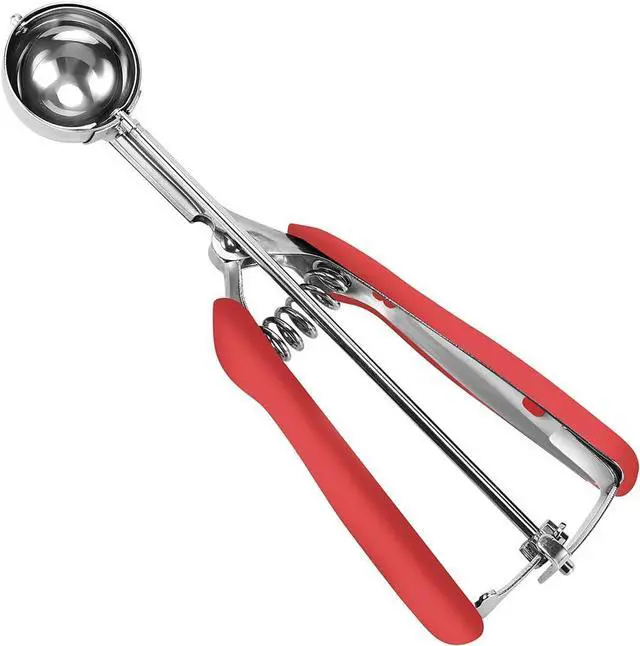 Main image of Small Cookie Scoop 1 Tbsp, Cookie Dough Scoop, 1 Tablespoon Cookie Scoops For Baking, Red Handle, Spring-Loaded, 18/8 Stainless Steel, Comfortable Grip