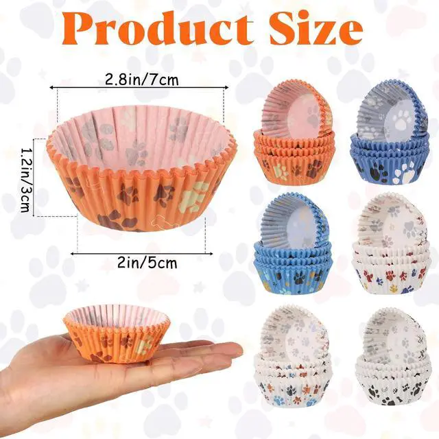 Alt view image 2 of 6 - 600 Pcs Paper Baking Cups Cupcake Wrappers,Paw Cupcake Liners