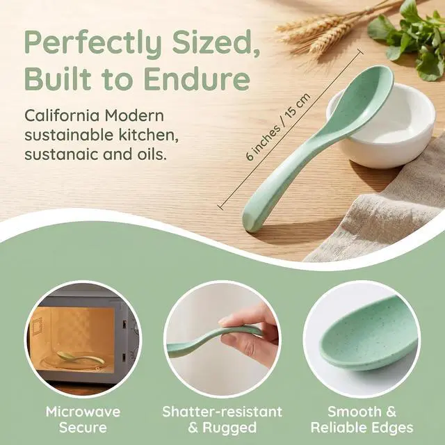Alt view image 2 of 7 - WUWEOT 24 Pack Wheat Straw Soup Spoons, 6 Inches Colourful Unbreakable Meal Spoon, Cereal Dinner Spoon, Microwave Dishwasher Safe