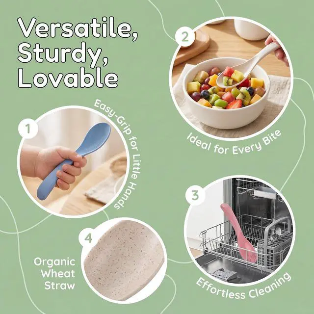 Alt view image 3 of 7 - WUWEOT 24 Pack Wheat Straw Soup Spoons, 6 Inches Colourful Unbreakable Meal Spoon, Cereal Dinner Spoon, Microwave Dishwasher Safe