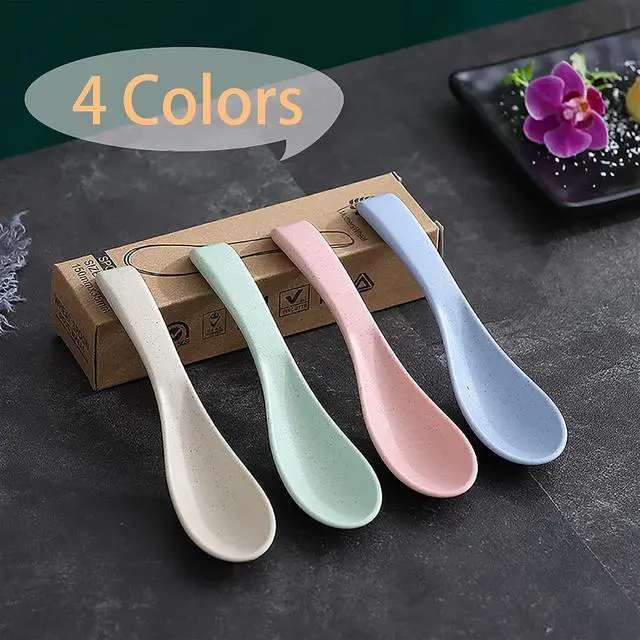 Alt view image 5 of 7 - WUWEOT 24 Pack Wheat Straw Soup Spoons, 6 Inches Colourful Unbreakable Meal Spoon, Cereal Dinner Spoon, Microwave Dishwasher Safe