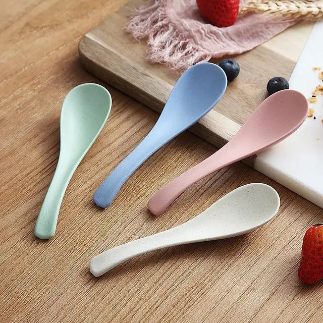 Alt view image 6 of 7 - WUWEOT 24 Pack Wheat Straw Soup Spoons, 6 Inches Colourful Unbreakable Meal Spoon, Cereal Dinner Spoon, Microwave Dishwasher Safe