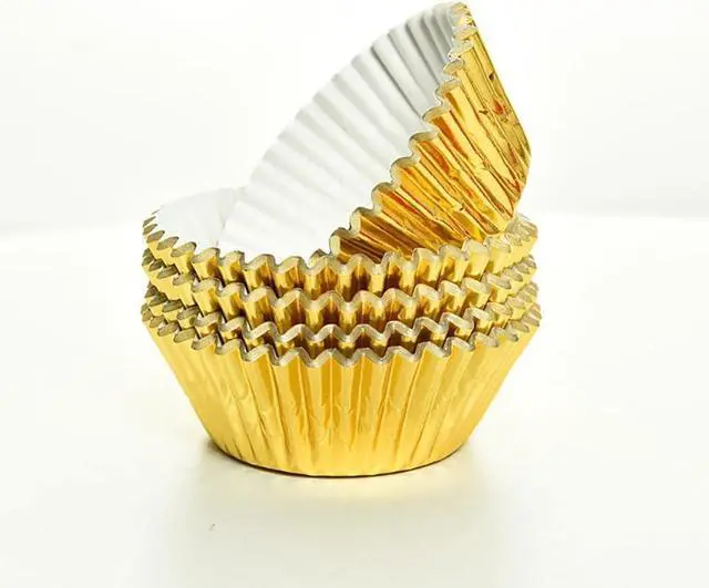 Alt view image 2 of 4 - 200 Pcs Foil Metallic Baking Cups Mini Cupcake Liners Small Muffin Paper Cases Mini Paper Muffin Liners Cupcake Wrappers Silver