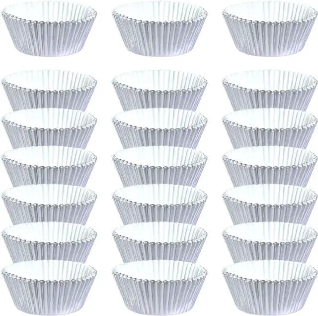 Main image of 200 Pcs Foil Metallic Baking Cups Mini Cupcake Liners Small Muffin Paper Cases Mini Paper Muffin Liners Cupcake Wrappers Silver