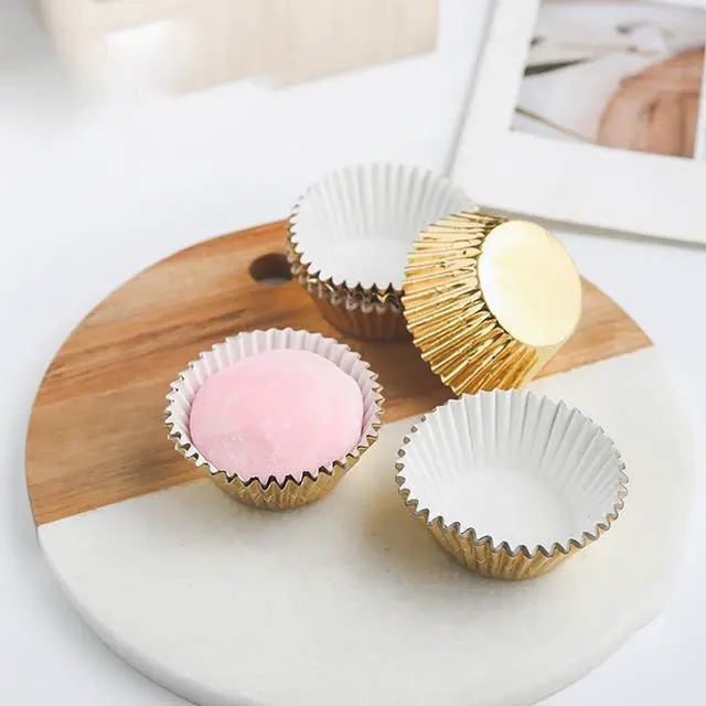 Alt view image 4 of 4 - 200 Pcs Foil Metallic Baking Cups Mini Cupcake Liners Small Muffin Paper Cases Mini Paper Muffin Liners Cupcake Wrappers Silver