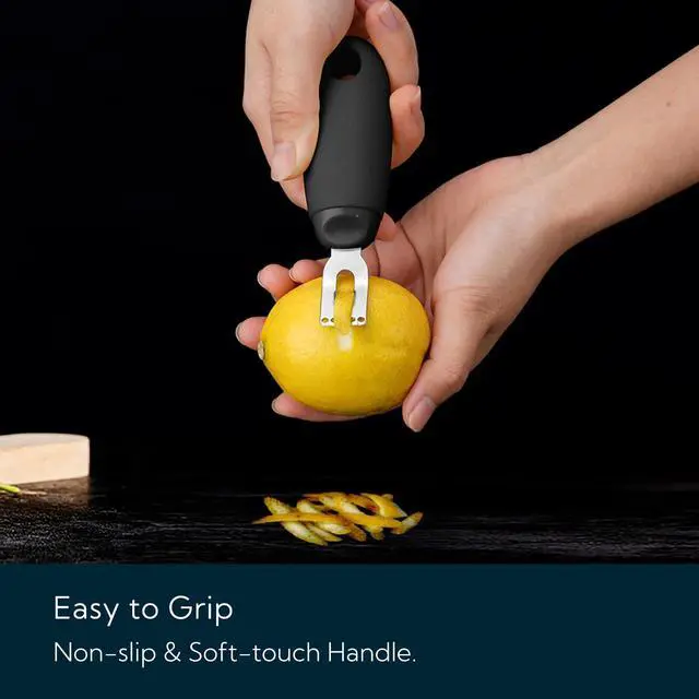 Alt view image 4 of 6 - KITCHENDAO Citrus Lemon Peeler Zester Tool to Save Effort, Ultra Sharp Lemon Rind Twist Peeler Tool Bar Bartender Lime Lemon Stripper for Cocktails Kitchen, Black, KD0482B