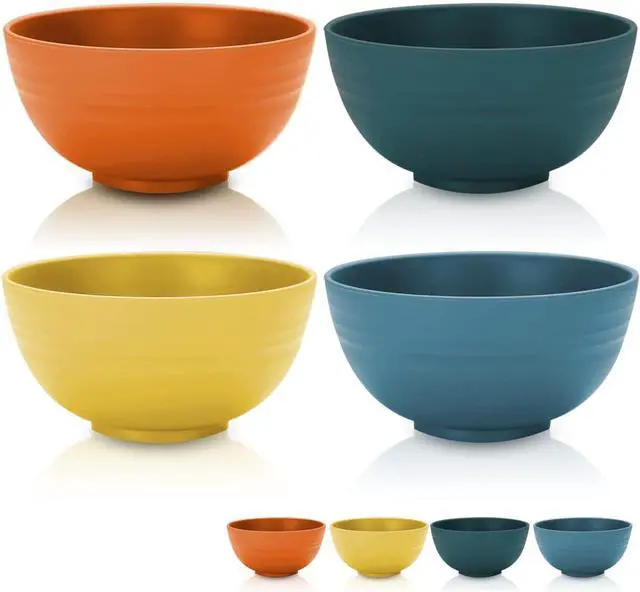 Main image of Kyraton Cereal Bowls 4 Pieces, Unbreakable And Reusable Light Weight Bowl For Rice Noodle Soup Snack Salad Fruit Dishwasher Safe, Microwave Safe BPA Free (Mutil Color)