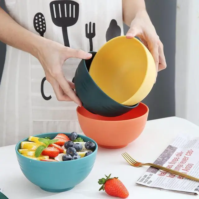 Alt view image 3 of 7 - Kyraton Cereal Bowls 4 Pieces, Unbreakable And Reusable Light Weight Bowl For Rice Noodle Soup Snack Salad Fruit Dishwasher Safe, Microwave Safe BPA Free (Mutil Color)