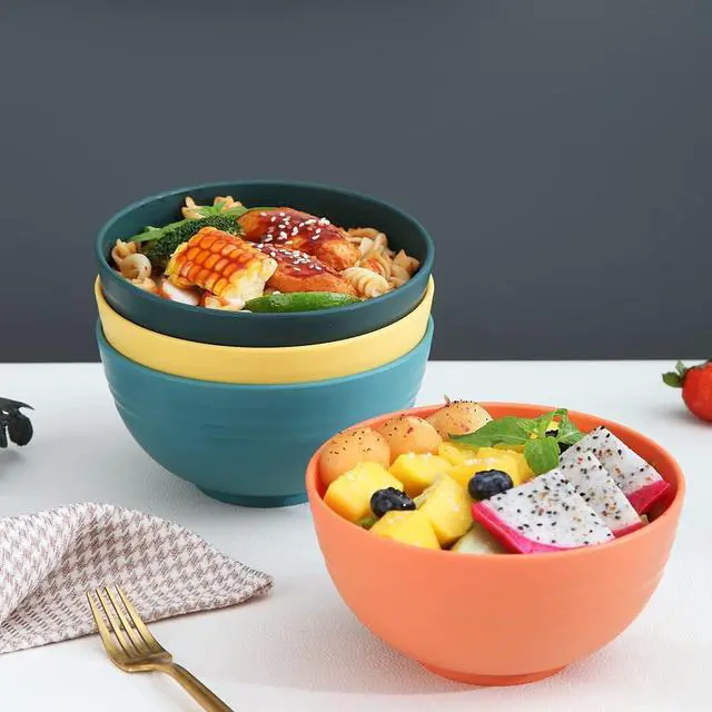 Alt view image 7 of 7 - Kyraton Cereal Bowls 4 Pieces, Unbreakable And Reusable Light Weight Bowl For Rice Noodle Soup Snack Salad Fruit Dishwasher Safe, Microwave Safe BPA Free (Mutil Color)