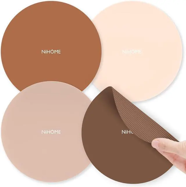 Main image of NiHome Silicone Jar Opener Gripper Pads, 6 In for Seniors, Coffee Color,4PC | Textured Back Pattern For Superior Grip, Food-Grade Silicone, Heat-Resistant Multi-Use Kitchen Pad For Jars, Pots, Spoons