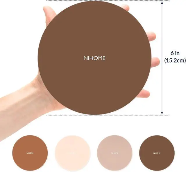 Alt view image 4 of 7 - NiHome Silicone Jar Opener Gripper Pads, 6 In for Seniors, Coffee Color,4PC | Textured Back Pattern For Superior Grip, Food-Grade Silicone, Heat-Resistant Multi-Use Kitchen Pad For Jars, Pots, Spoons