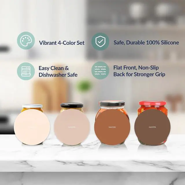Alt view image 5 of 7 - NiHome Silicone Jar Opener Gripper Pads, 6 In for Seniors, Coffee Color,4PC | Textured Back Pattern For Superior Grip, Food-Grade Silicone, Heat-Resistant Multi-Use Kitchen Pad For Jars, Pots, Spoons