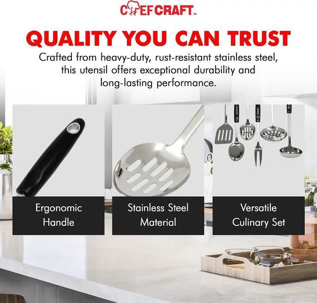 Alt view image 4 of 7 - Chef Craft Select Slotted Spoon, 12 inch, Stainless Steel