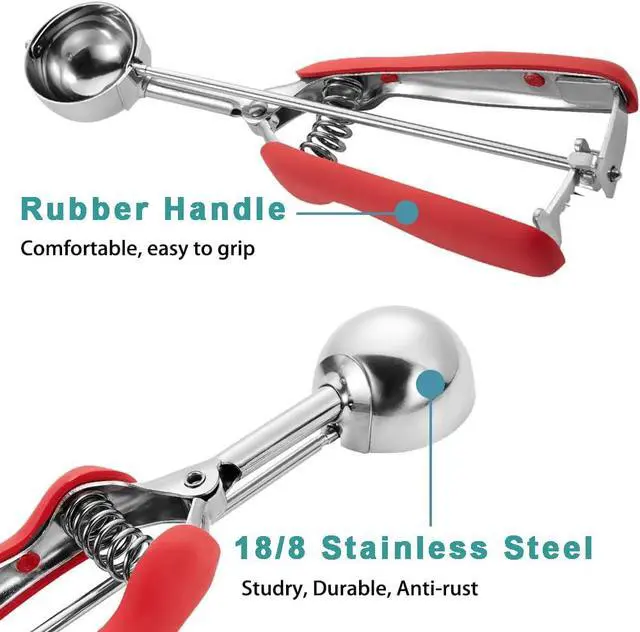 Alt view image 4 of 6 - HOMURE H Cookie Scoop 1.5 Tbsp, Cookie Dough Scoop, Size #50/1.5 Tablespoons/ 23 ml, Cookie Scoops For Baking, Red, 18/8 Stainless Steel, Comfortable Grip