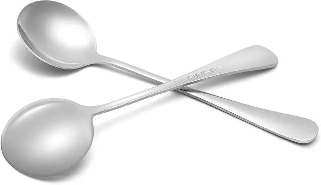 Alt view image 2 of 5 - 6 Piece Soup Spoon Round Stainless Steel Bouillon Spoons Round Spoons 6.7 inch