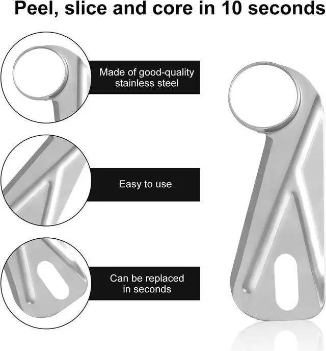 Alt view image 4 of 7 - 8pcs Apple Peeler Replacement Accessories, Fruit Peeler Machine Replacement Blade Apple Peeling Corer Blades Apple Cutter Apple Peeler Parts Universal Replacement Blades for Apple Potato