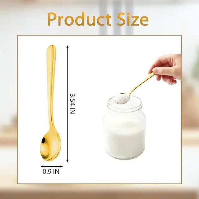 Alt view image 2 of 6 - Small Spoons for Spice Jars 8 PCS 3.5 Inch Mini Spoons Gold Stainless Steel Sugar Spoons for Spices, Salt, Sugar, Pepper, Honey