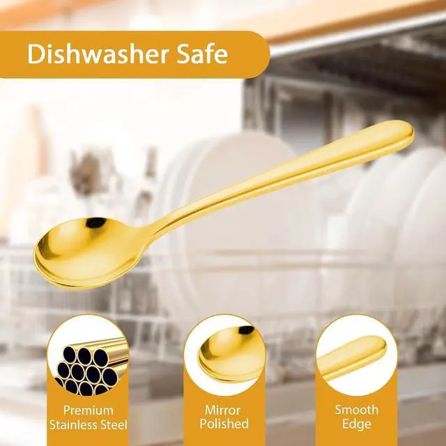 Alt view image 3 of 6 - Small Spoons for Spice Jars 8 PCS 3.5 Inch Mini Spoons Gold Stainless Steel Sugar Spoons for Spices, Salt, Sugar, Pepper, Honey