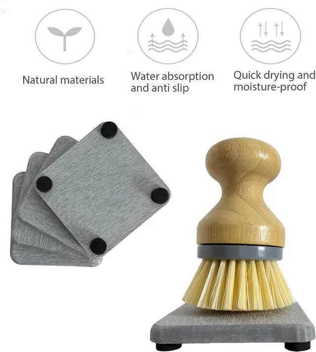 Alt view image 4 of 6 - NiuYichee 4PCS Water Absorbent Stone Coasters, Quick-Drying Diatomite Soap Dish, Stone Soap Trays for Kitchen & Bathroom Sink, 3.15 x 3.15in, Grey