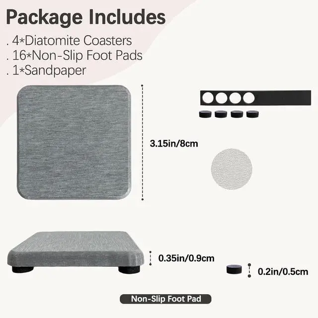 Alt view image 5 of 6 - NiuYichee 4PCS Water Absorbent Stone Coasters, Quick-Drying Diatomite Soap Dish, Stone Soap Trays for Kitchen & Bathroom Sink, 3.15 x 3.15in, Grey
