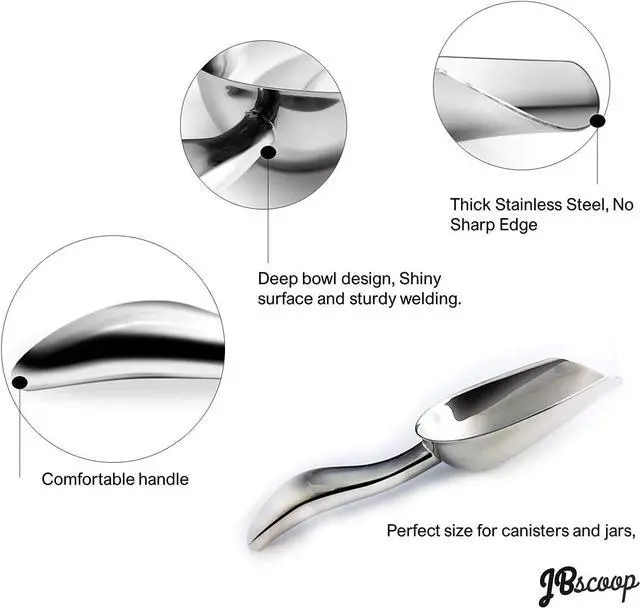 Alt view image 3 of 7 - JBscoop Metal Ice Scoop Stainless Steel, Popcorn Scoop, 9.4 Inch Dog Food Scoop Popcorn for Party Wedding, Heavy Duty Dishwasher Safe