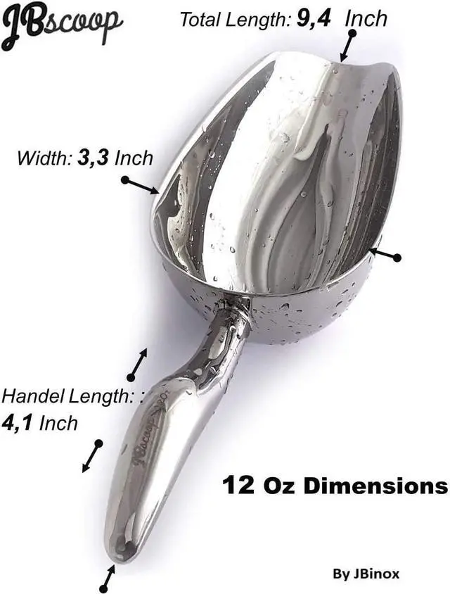 Alt view image 6 of 7 - JBscoop Metal Ice Scoop Stainless Steel, Popcorn Scoop, 9.4 Inch Dog Food Scoop Popcorn for Party Wedding, Heavy Duty Dishwasher Safe