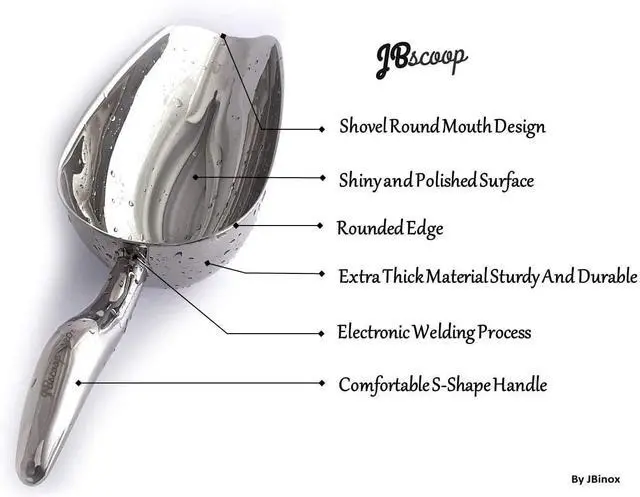 Alt view image 5 of 7 - JBscoop Metal Ice Scoop Stainless Steel, Popcorn Scoop, 9.4 Inch Dog Food Scoop Popcorn for Party Wedding, Heavy Duty Dishwasher Safe