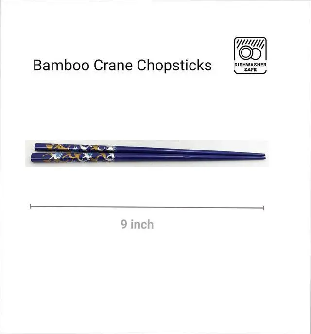 Alt view image 2 of 7 - JapanBargain, Bamboo Chopsticks Reusable Japanese Chinese Korean Wood Chop Sticks Hair Sticks 5 Pair Gift Set Dishwasher Safe, 9 inch (1, Multi-Crane)