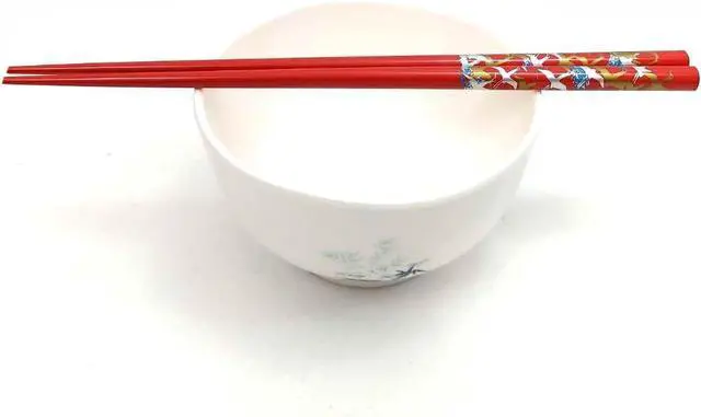 Alt view image 4 of 7 - JapanBargain, Bamboo Chopsticks Reusable Japanese Chinese Korean Wood Chop Sticks Hair Sticks 5 Pair Gift Set Dishwasher Safe, 9 inch (1, Multi-Crane)