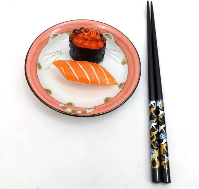 Alt view image 3 of 7 - JapanBargain, Bamboo Chopsticks Reusable Japanese Chinese Korean Wood Chop Sticks Hair Sticks 5 Pair Gift Set Dishwasher Safe, 9 inch (1, Multi-Crane)